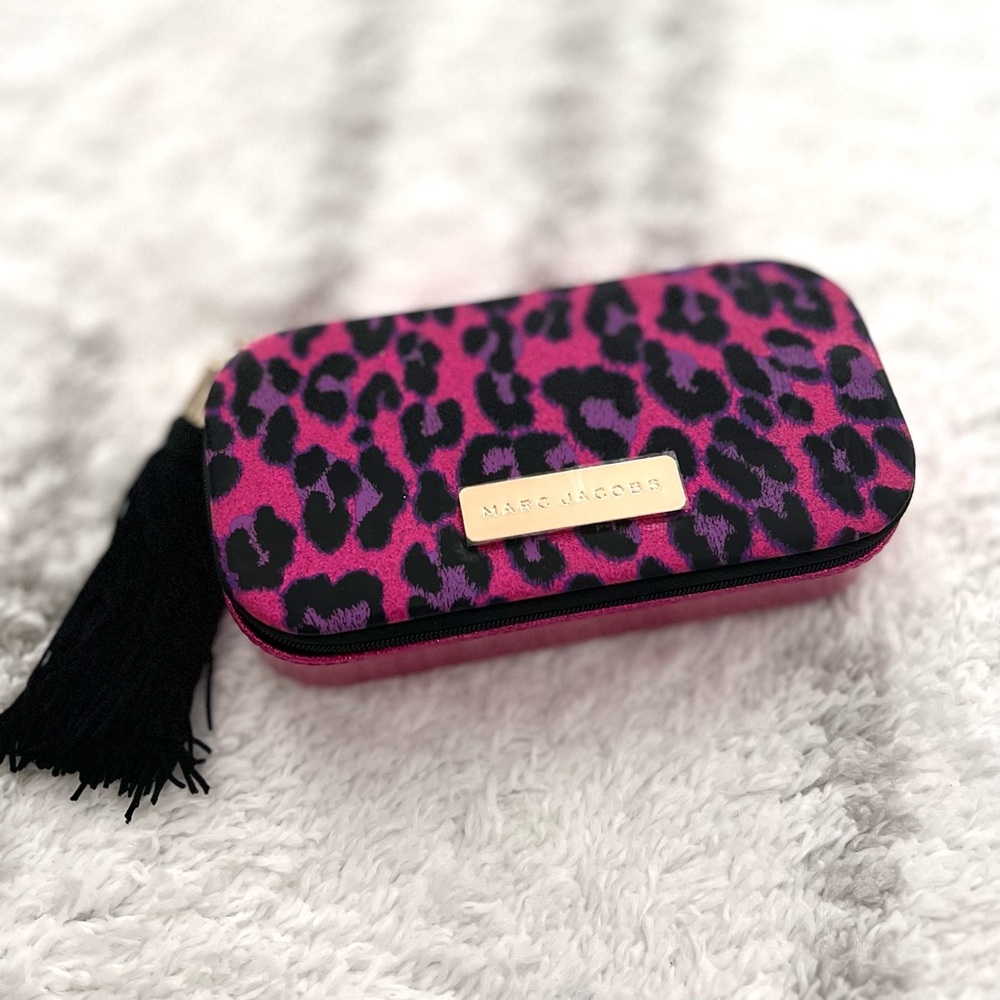 SOLD • Marc Jacobs Fuchsia and Black Leopard Print Zippered Cosmetic Case